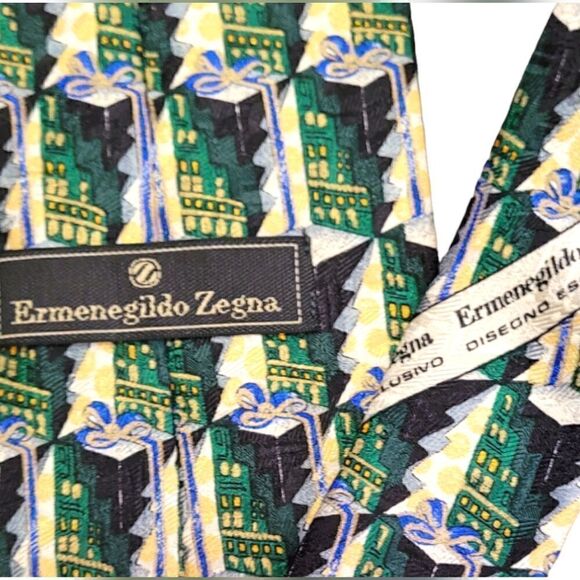 Ermenegildo Zegna Green Christmas Motif Tie - Picture 3 of 4